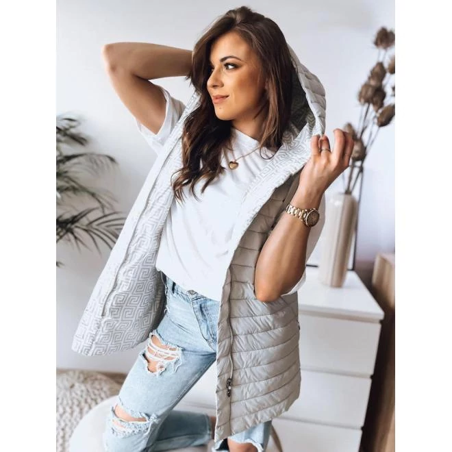 Kétoldalú, női mellény, szürke színben