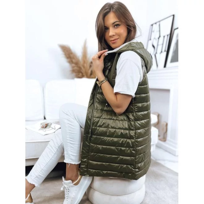 Kétoldalú női mellény, zöld színben