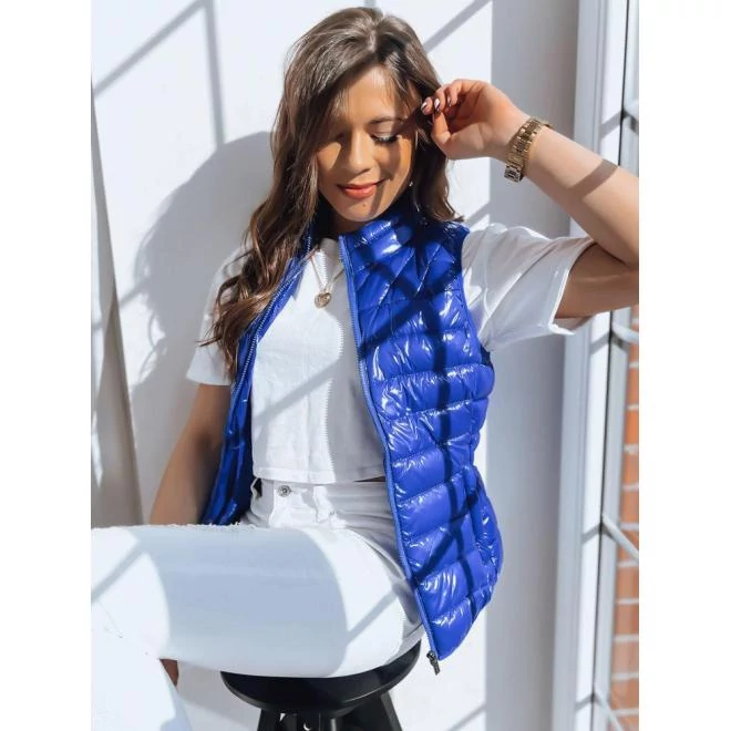 Kék színű, viaszos női mellény