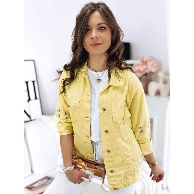 Sárga farmerdzseki, fém elemekkel