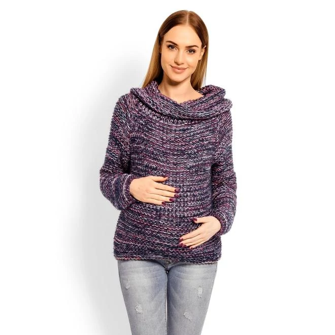 Kismama gyapjú garbó, sötétkék színben