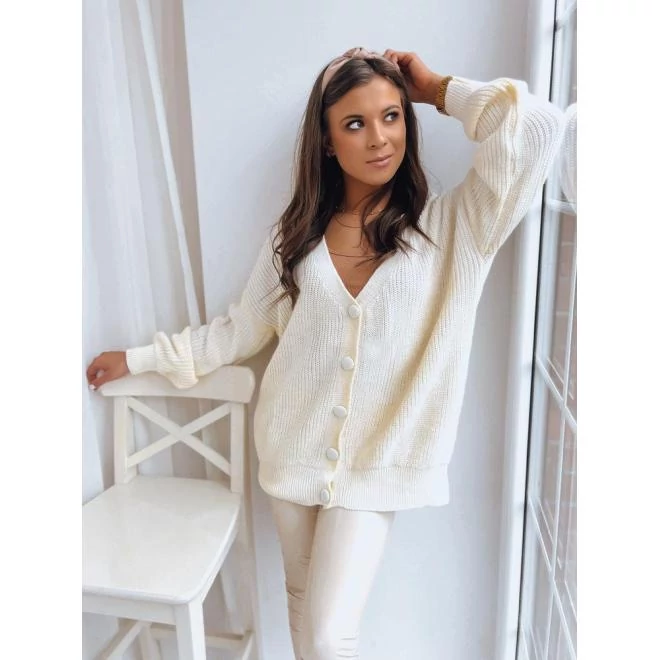 Hosszabb ekrü pulóver, gombokkal