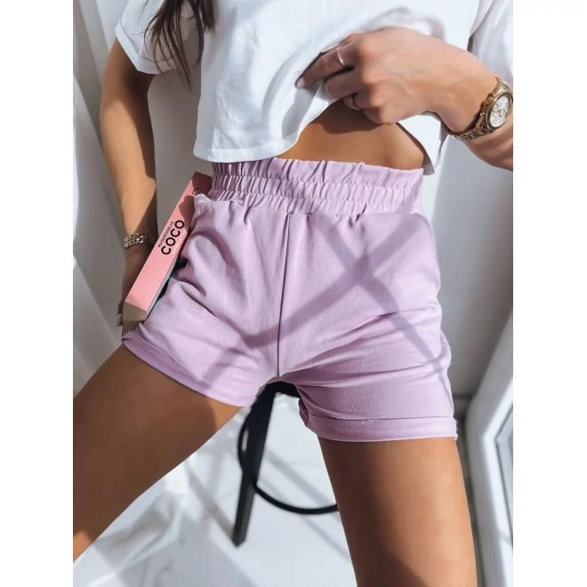 Lila női rövidnadrág, elasztikus derékkal