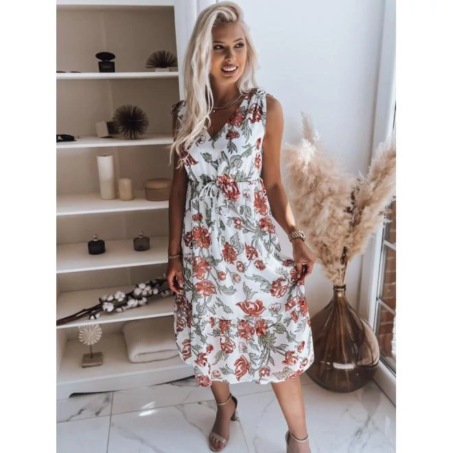 Virág mintás ruhák, V alakú nyakkivágással