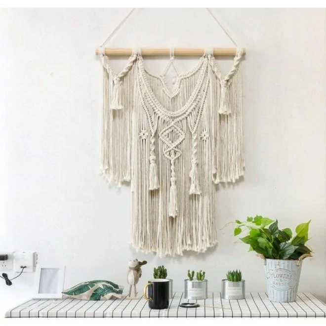 Kötött makramé dekoráció a falra