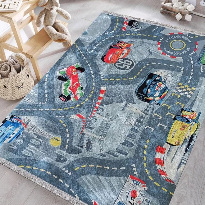 Gyerekszoba szőnyeg, versenypálya motívummal