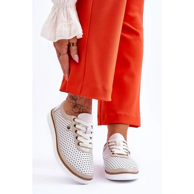 Fehér, női, bőr tornacipő