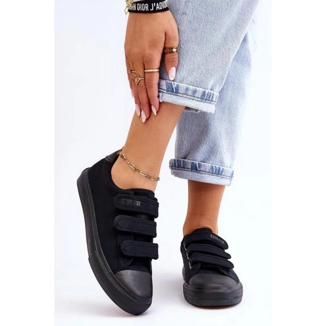 Női, fekete, textilből készült, Big Star tornacipő, tépőzárral