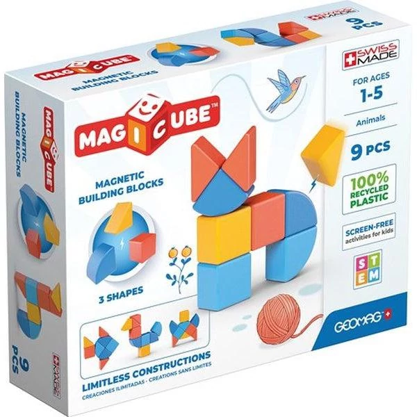 Geomag Magicube - Állatok építőkocka szett - 9 db-os