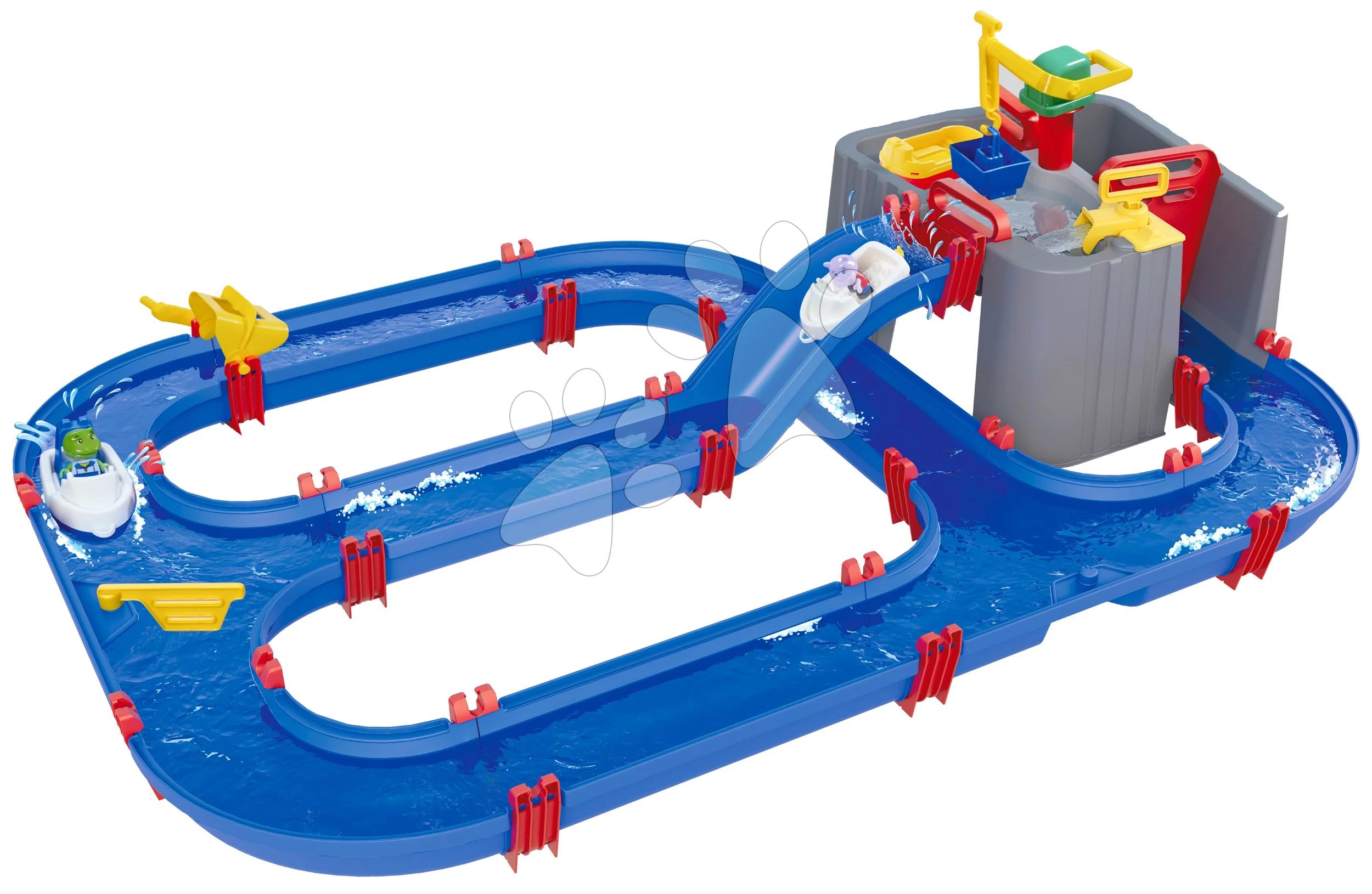 Vízi pálya kikötővel Harbour AquaPlay daruval vízi pumpával és 3 hajó 2 figura AQ1543