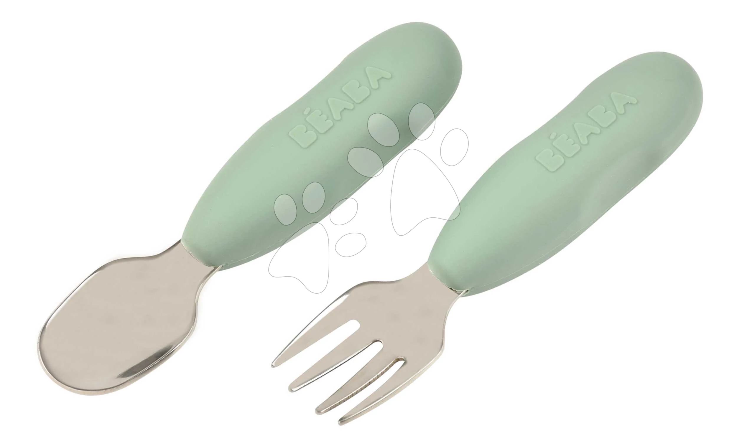 Gyermek evőeszközök Stainless Steel Pre-Cutlery Sage Green Beaba villa és kanál zöld 10 hó-tól BE913580