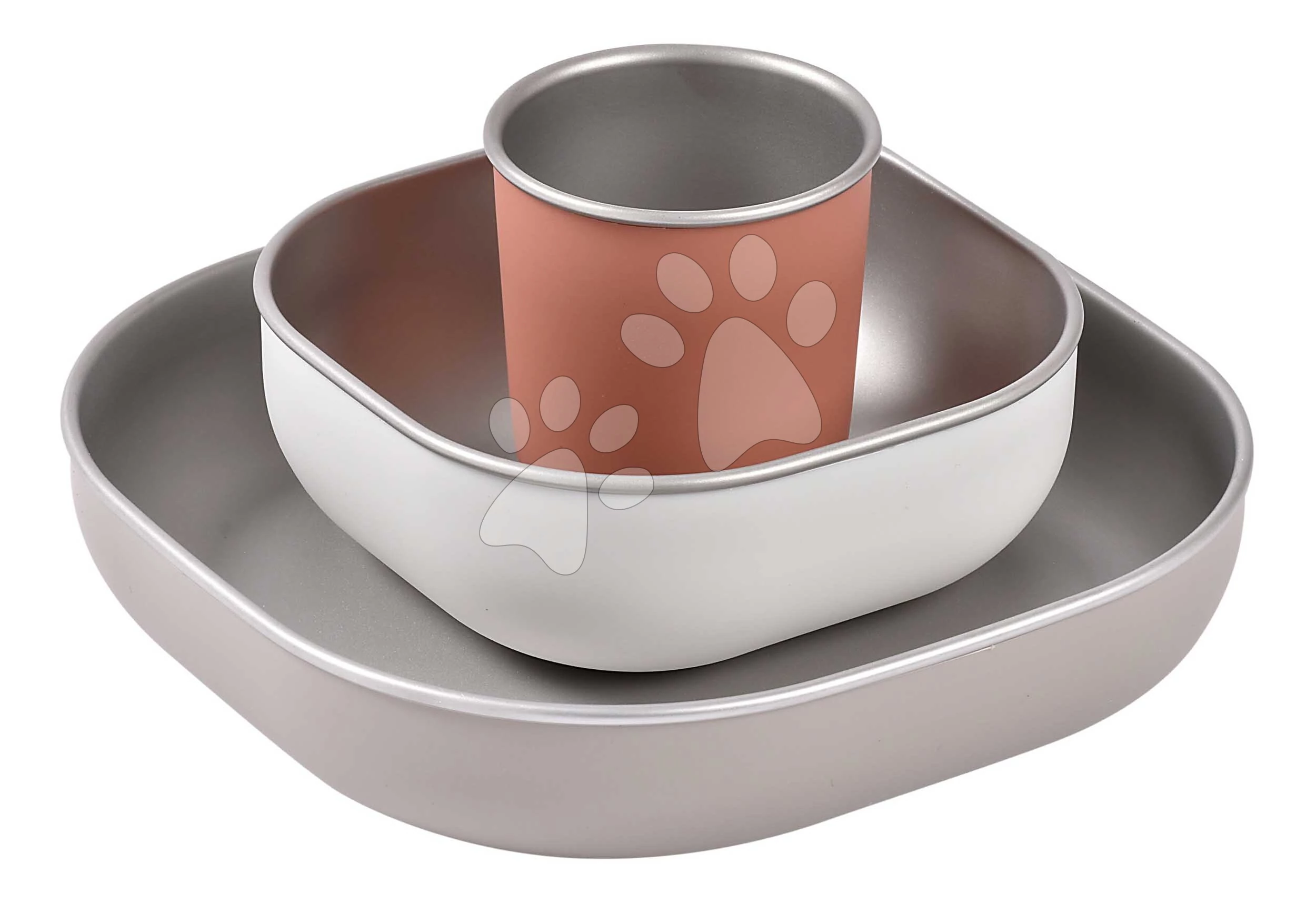 Étkészlet Stainless Steel Meal Set Terracotta Beaba rozsdamentes acélból 3 részes narancssárga 4 hó-tól BE913584