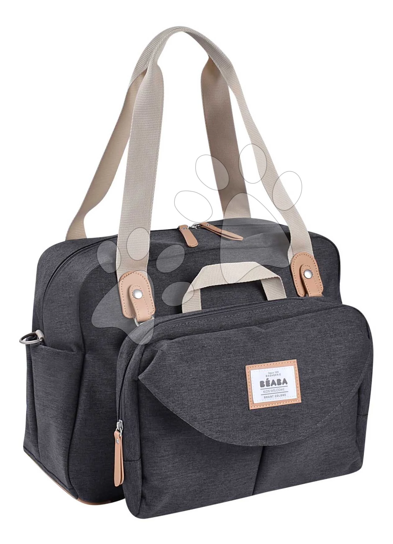 Prebaľovacia taška ku kočíku Geneva II Changing Bag Dark Heather Grey Beaba s prebaľovacou podložkou sivá  BE940326