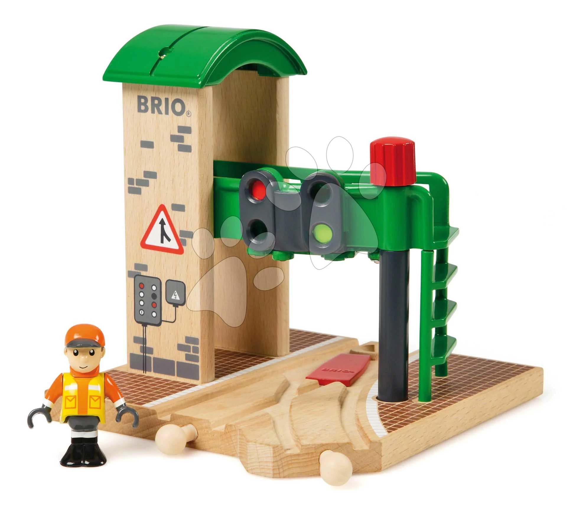 Fa jelzőállomás figurával Signal Station BRIO kézi váltóvezérléssel 3 évtől BRIO6740