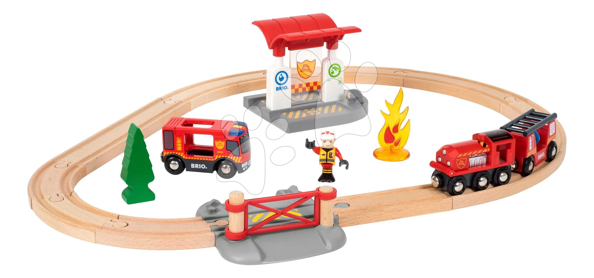Fa vonatpálya Tűzoltóság Firefighter Set BRIO 18 részes tűzoltó vonat fénnyel és hanggal 3 évtől BRIO8157