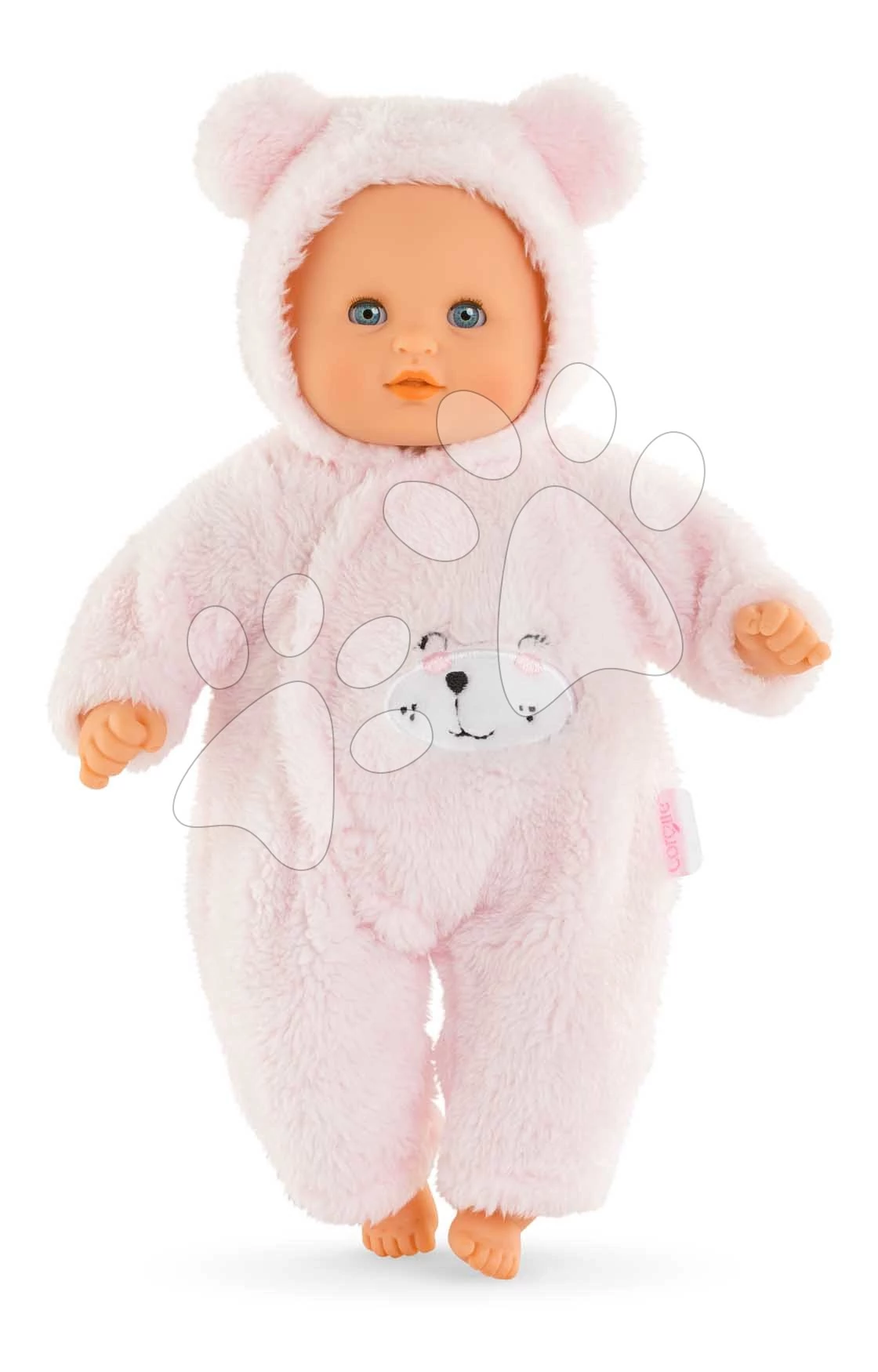 Játékbaba Bébé Calin Loving Teddy Bear Mon Premier Poupon Corolle kék pislogó szemekkel és 2 kiegészítővel 30 cm 18 hó-tól