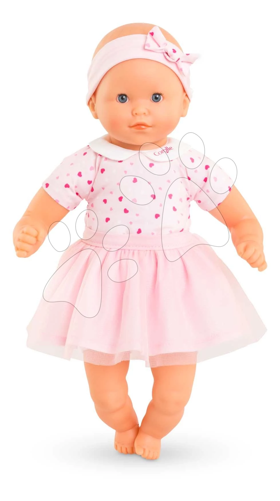 Játékbaba Mon Adorable Petit Poupon Hearts Corolle kék pislogó szemekkel szoknyában 30 cm 12 hó-tól