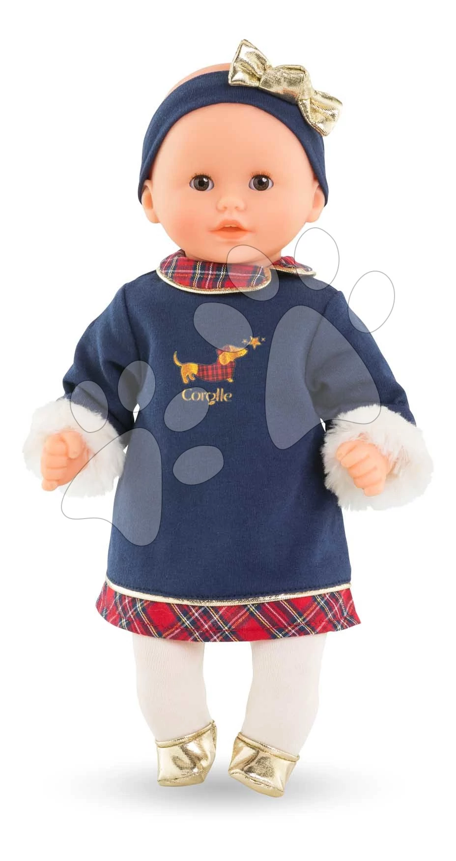 Játékbaba Bébé Calin Margaux Corolle Holidays Mon Premier Poupon Corolle karácsonyi kiadás barna pislogó szemekkel 30 cm 18 hó-tól