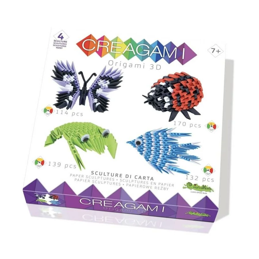 Creagami -3D origami készlet, Alap készlet 4 modellel (kicsi)
