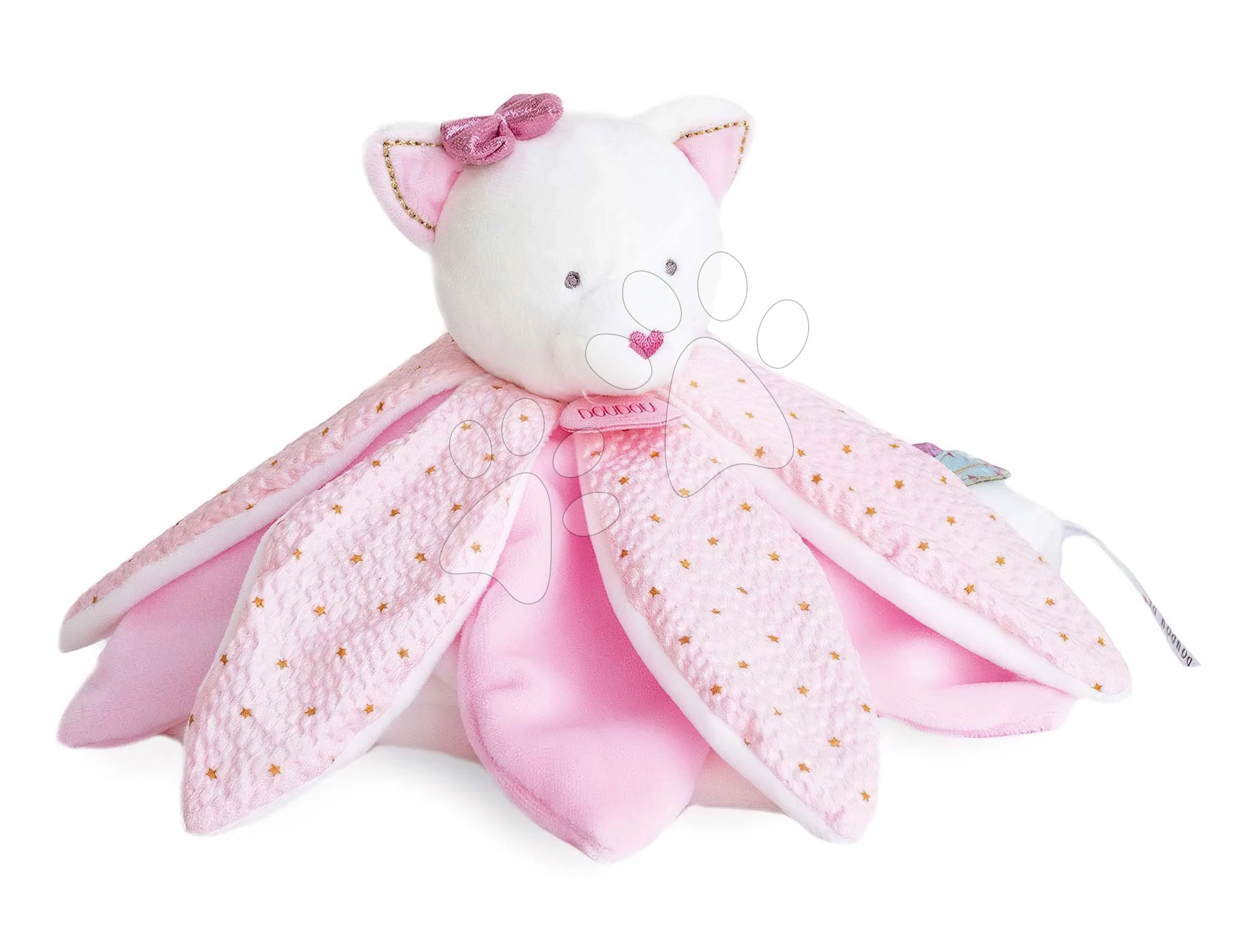 Plüss cica dédelgetésre Attrape-Rêves Doudou et Compagnie rózsaszín ajándékcsomagolásban 26 cm 0 hó-tól DC3550