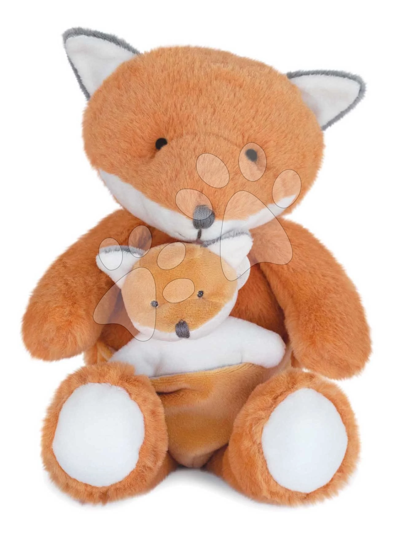 Plyšová líška s mláďatkom Fox Unicef Collection Doudou et Compagnie v darčekovom balení oranžová 25 cm od 0 mes DC3790