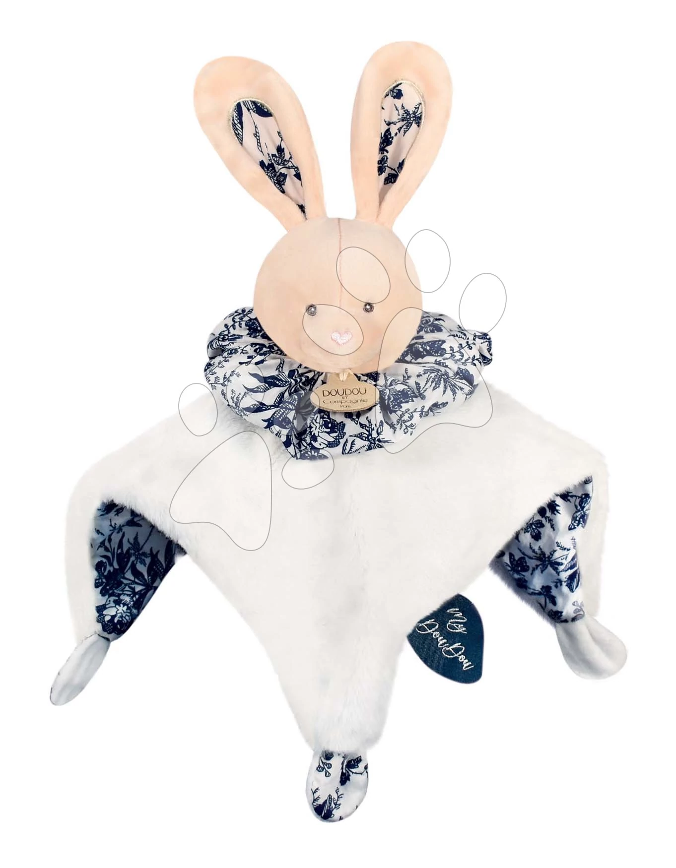 Plüss nyuszi dédelgetésre Doudou Boule 3in1 Doudou et Compagnie kék 25 cm 0 hó-tól DC3935