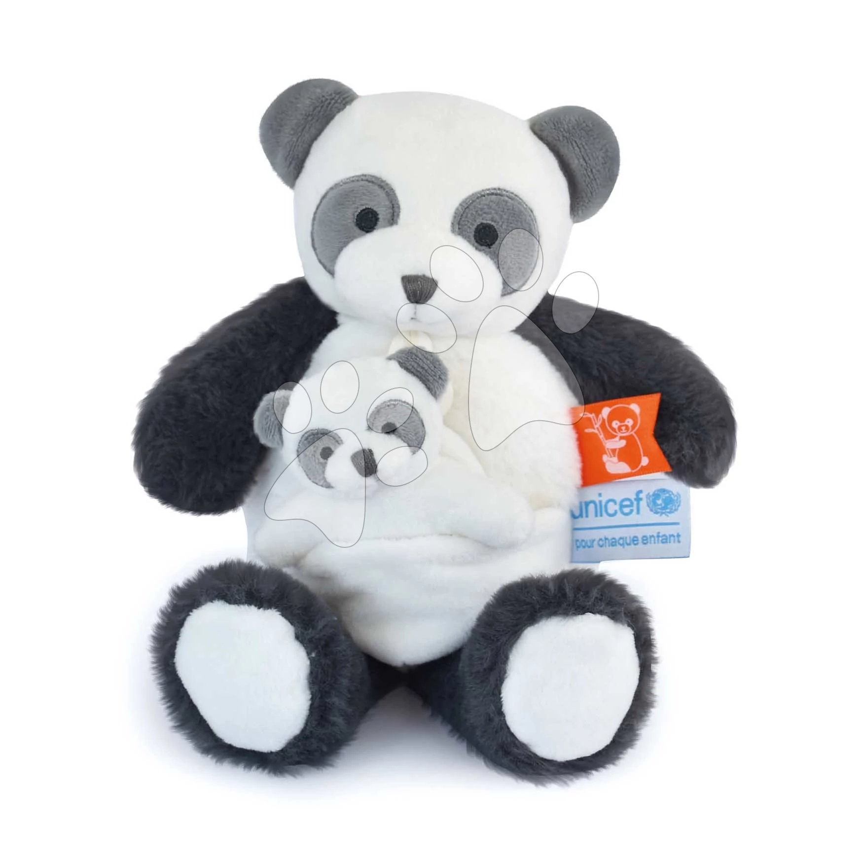 Plyšová panda s mláďatkom Panda Unicef Collection Doudou et Compagnie v darčekovom balení biela 25 cm od 0 mes DC3987