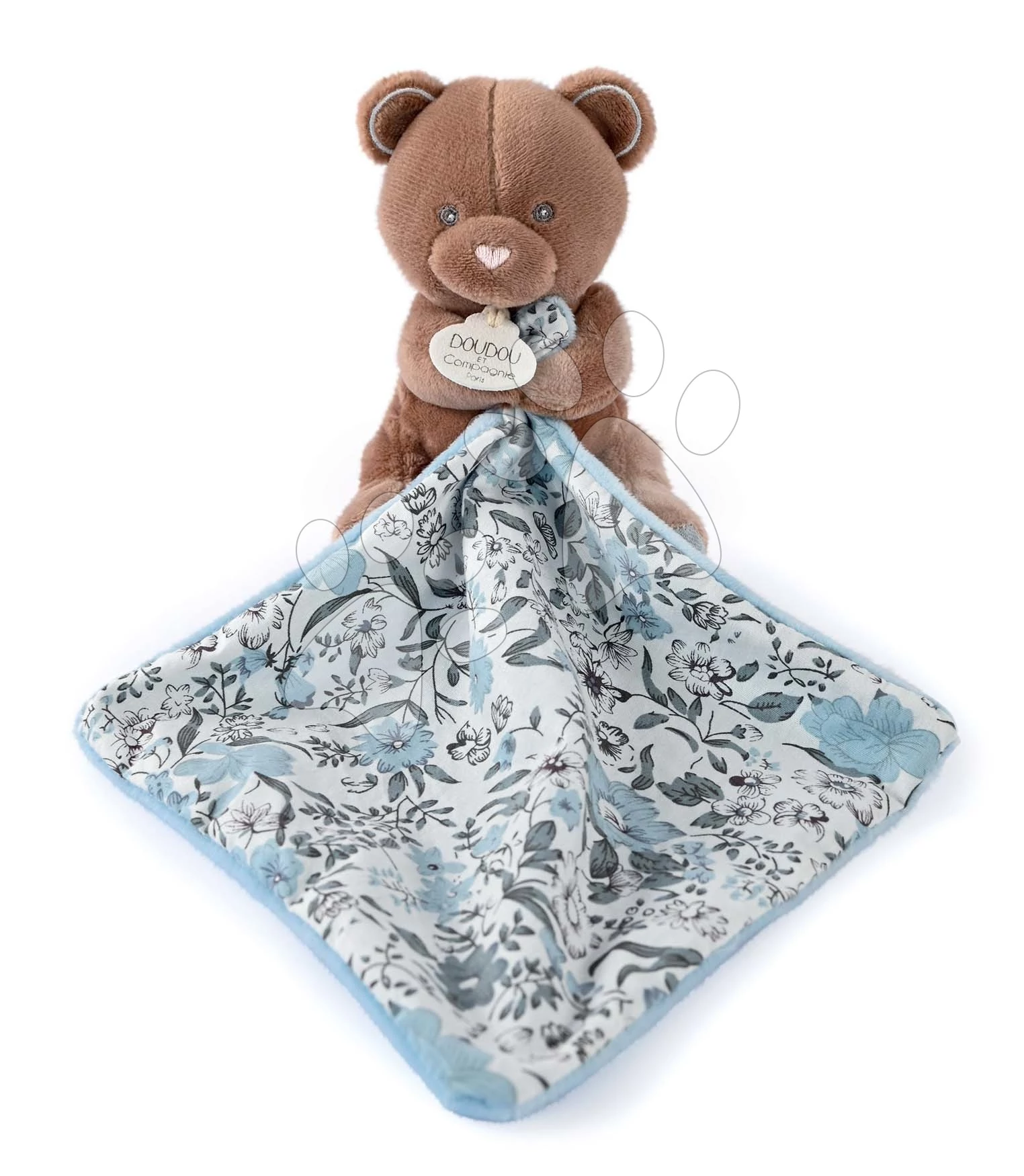 Plüss mackó dédelgetésre Bear Boh'aime Doudou et Compagnie barnás-kék 12 cm 0 hó-tól DC4019