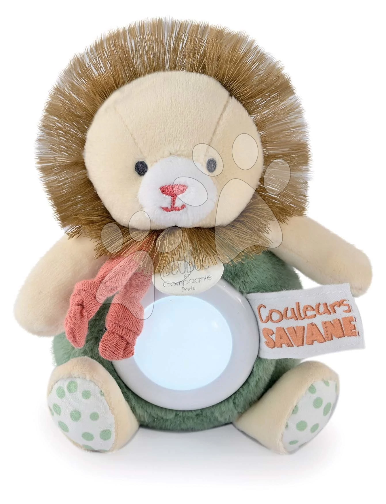 Plüss oroszlán éjjeli fénnyel Nightlight Couleurs Savane Doudou et Compagnie zöld 15 cm 0 hó-tól DC4070