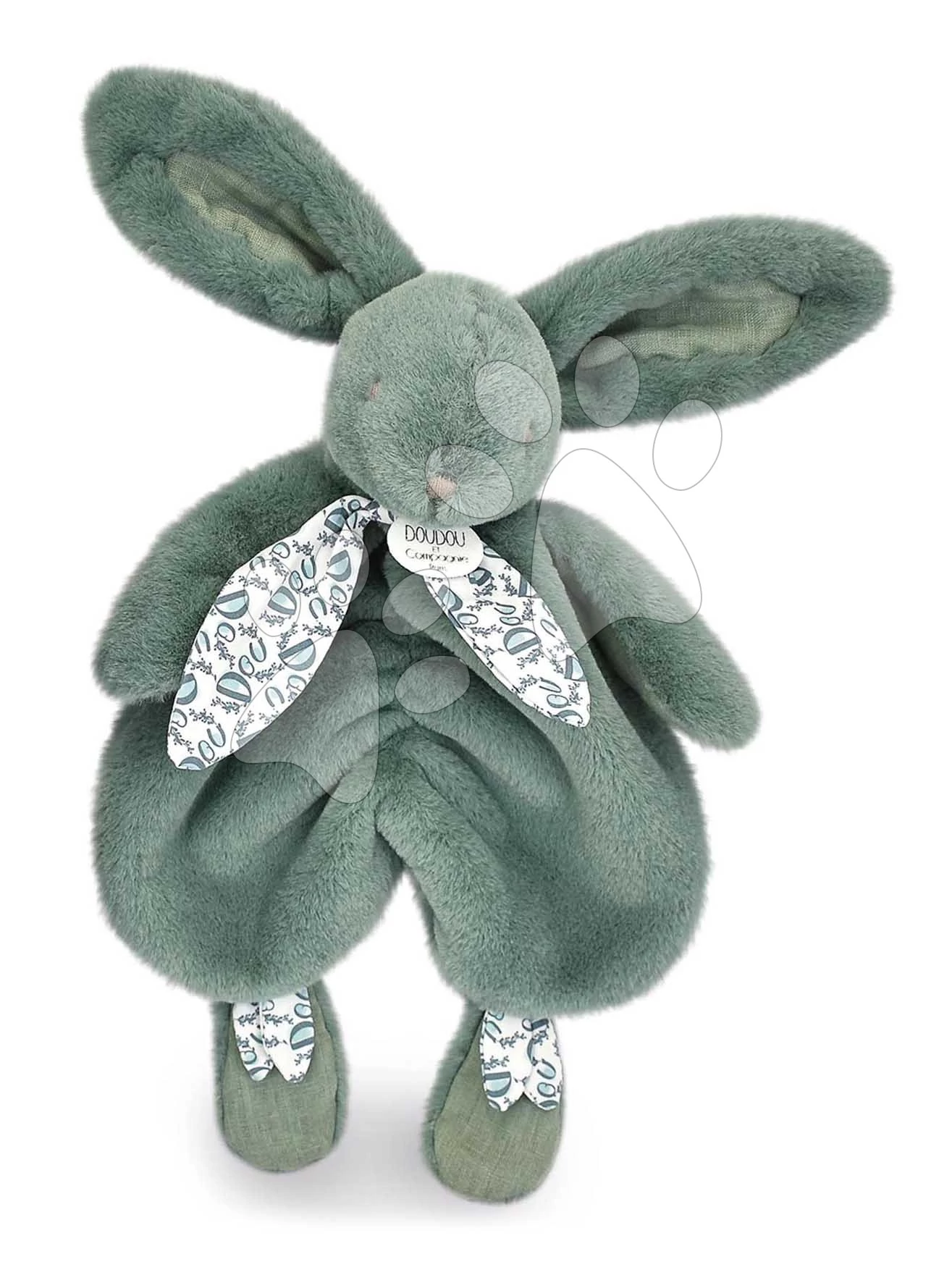 Plüss nyuszi dédelgetésre Bunny Comforter Green Doudou et Compagnie ajándékcsomagolásban zöld 29 cm 0 hó-tól DC4149