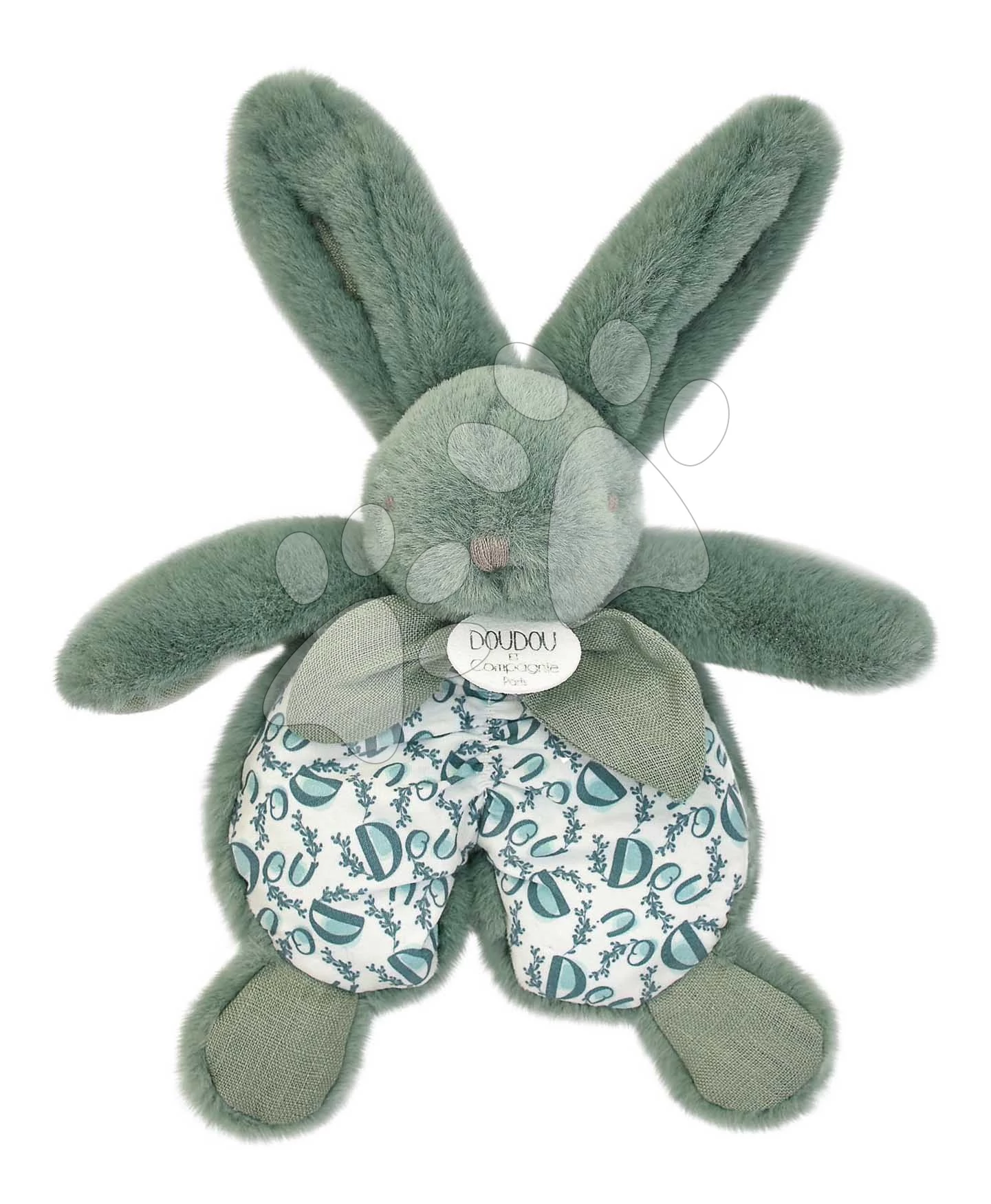 Plüss nyuszi dédelgetésre Bunny Comforter Green Doudou et Compagnie ajándékcsomagolásban zöld 18 cm 0 hó-tól  DC4191