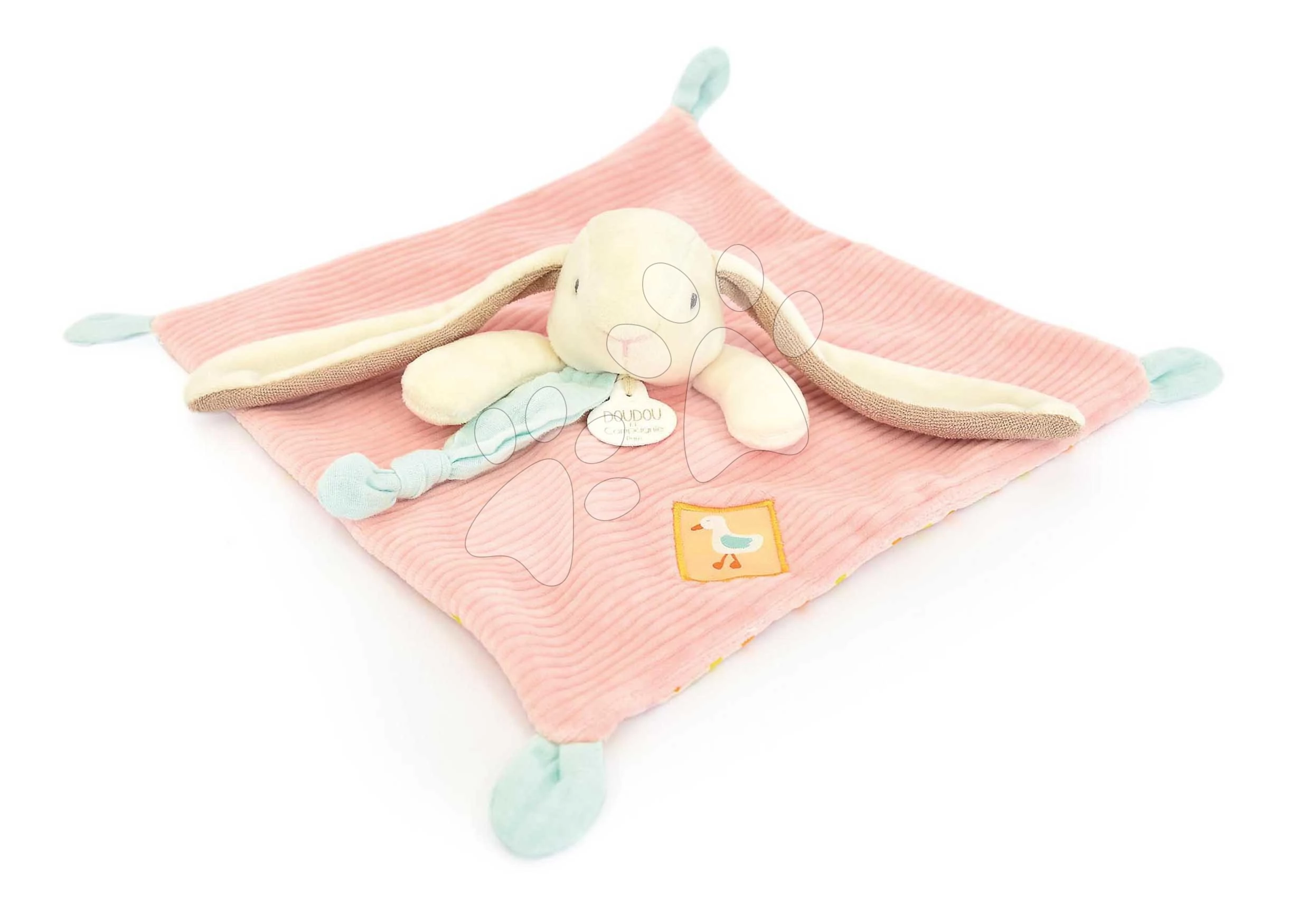 Plüss nyuszi dédelgetésre Lapin Ciboulette Flat Comforter Doudou et Compagnie ajándékcsomagolásban 27 cm 0 hó-tól DC4207