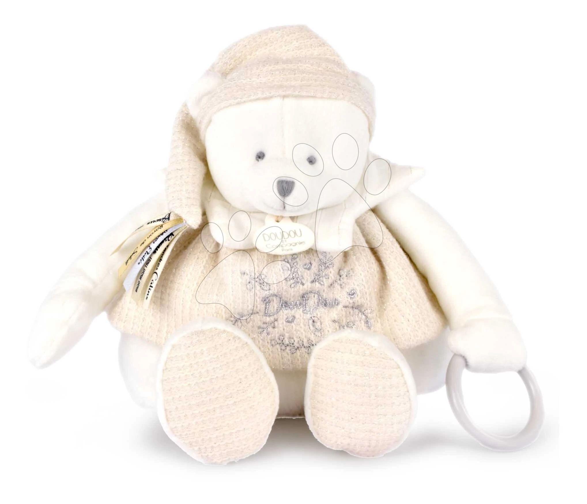 Plüss mackó dédelgetésre Dodou 25 Ans Activity Puppet White Doudou et Compagnie fehér 30 cm 0 hó-tól DC4343