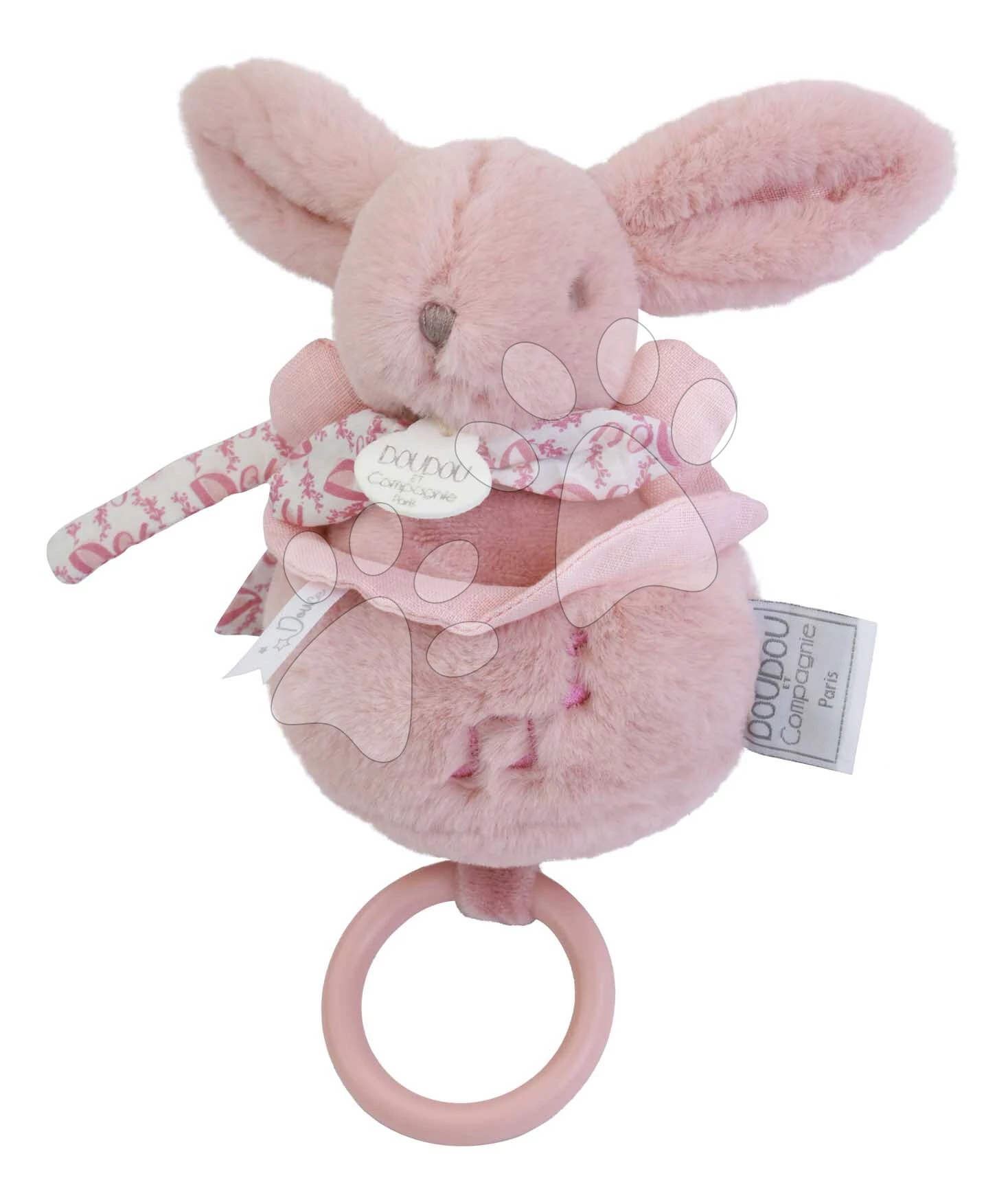 Plüss nyuszi dallammal Lapin Dodou Music Box Pink Doudou et Compagnie ajándékcsomagolásban rózsaszín 20 cm 0 hó-tól DC4366