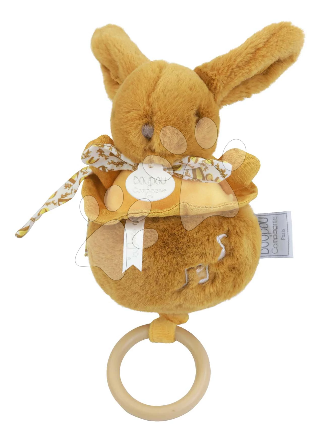 Plüss nyuszi dallammal Lapin Dodou Music Box Ochre Doudou et Compagnie ajándékcsomagolásban barna 20 cm 0 hó-tól DC4369