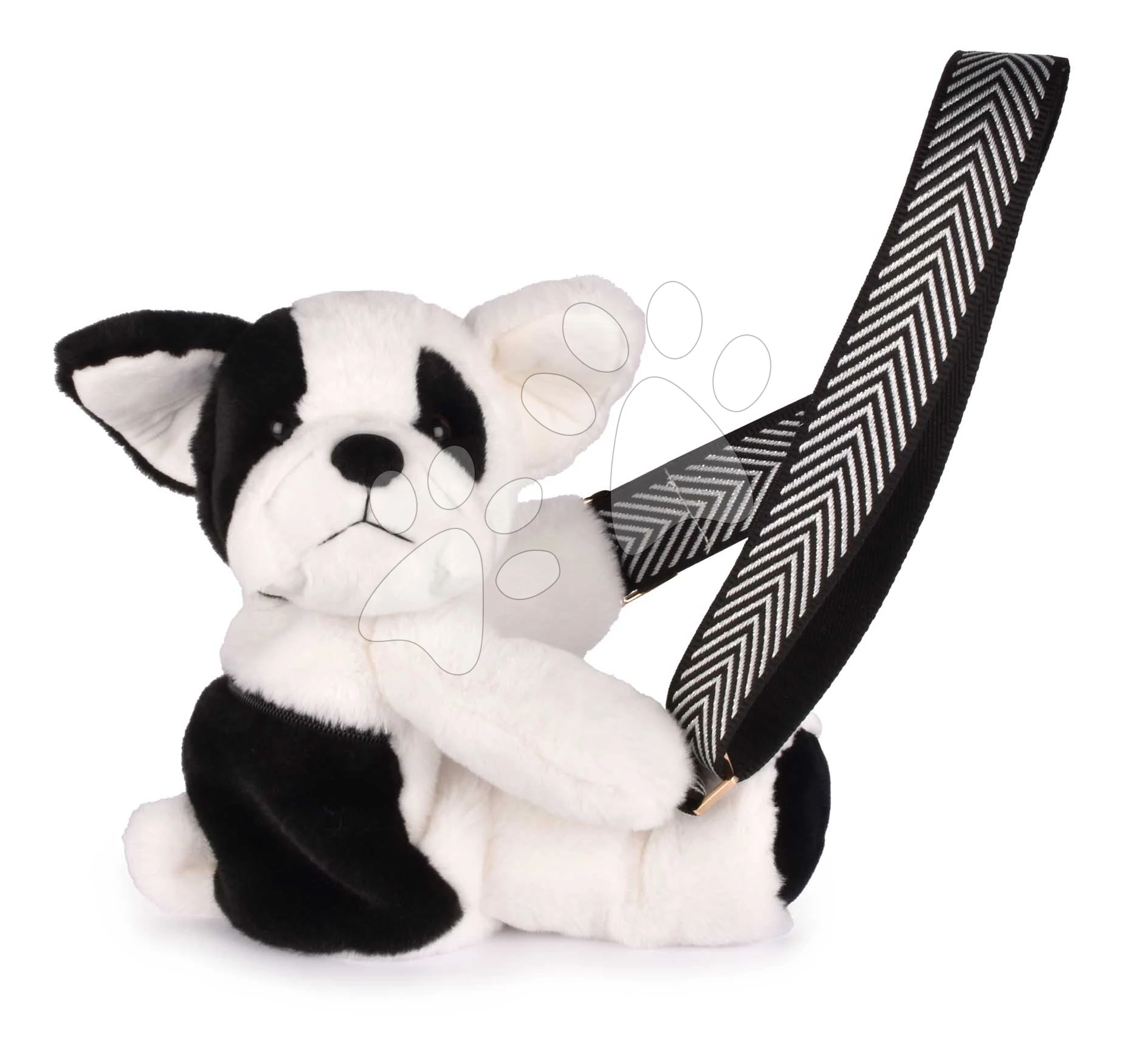 Plüss crossbody hátizsák kutyus Bag Dog Black & White Doudou et Compagnie pánttal fekete-fehér 30 cm DC4564