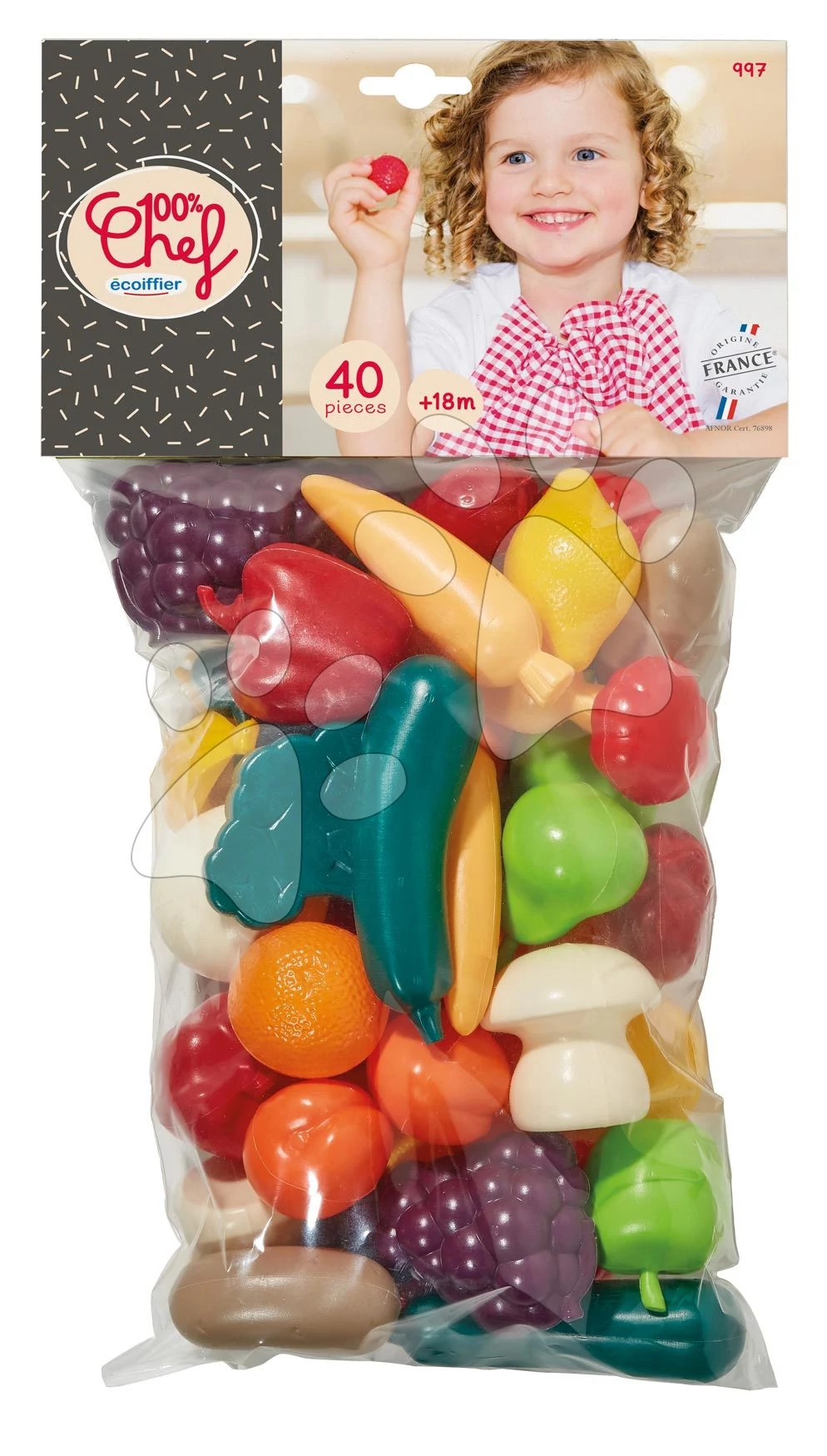 Élelmiszerek gyümölcsök és zöldségek 100% Chef Écoiffier 40 darab 18 hó-tól