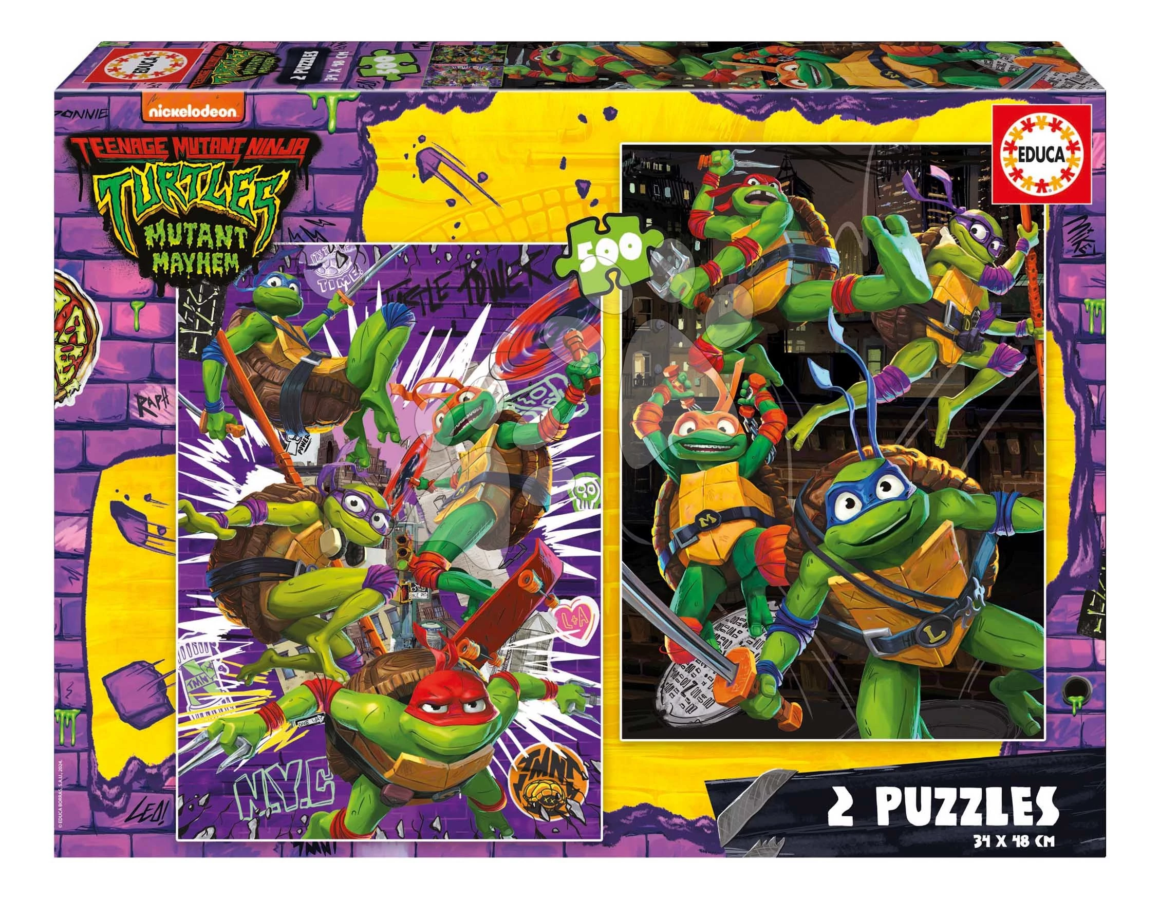 Puzzle Ninja Turtles Educa 2x500 darabos és Fix ragasztó 11 évtől EDU19916