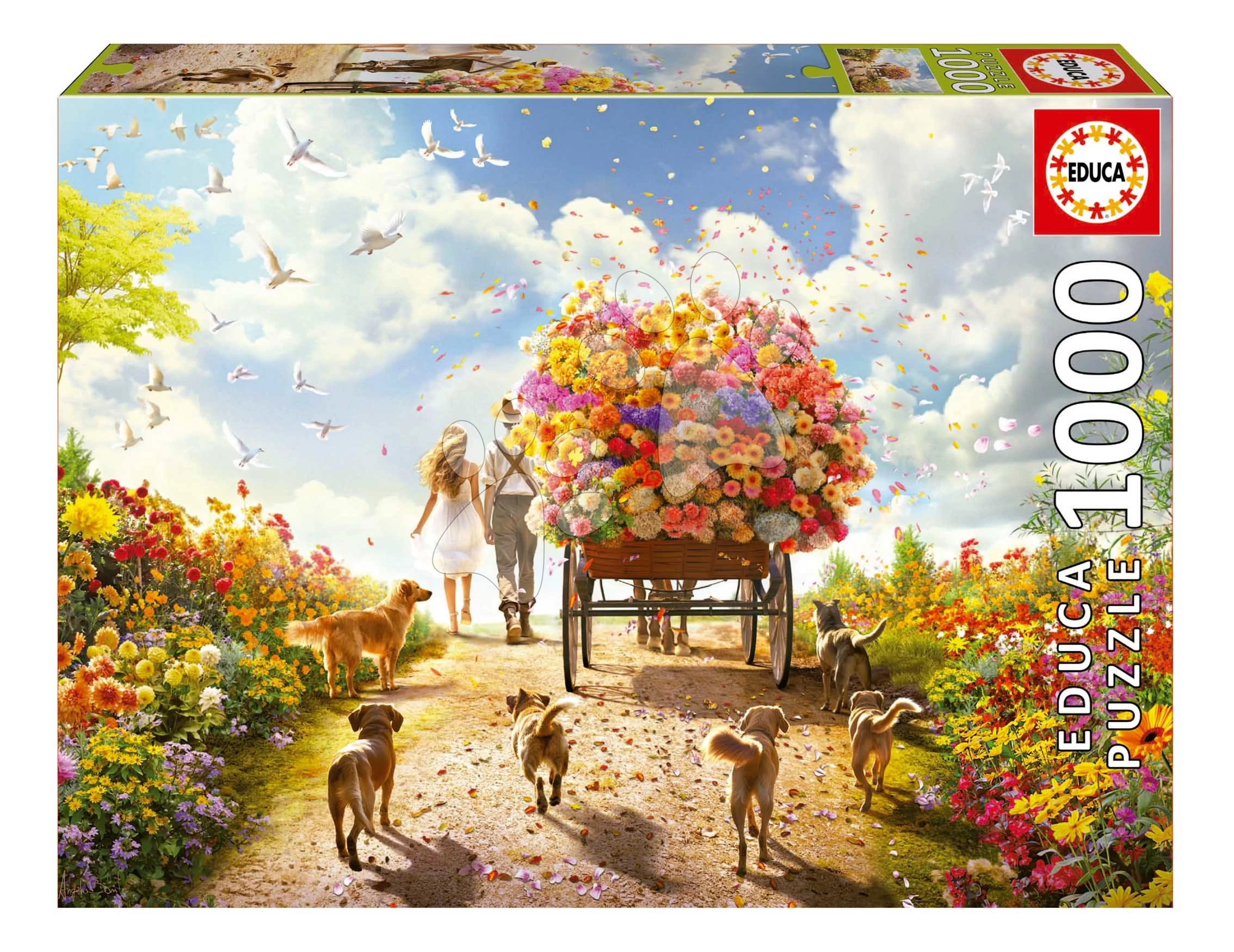 Puzzle Carrying Flowers Educa 1000 darabos és Fix ragasztó 11 évtől EDU19921