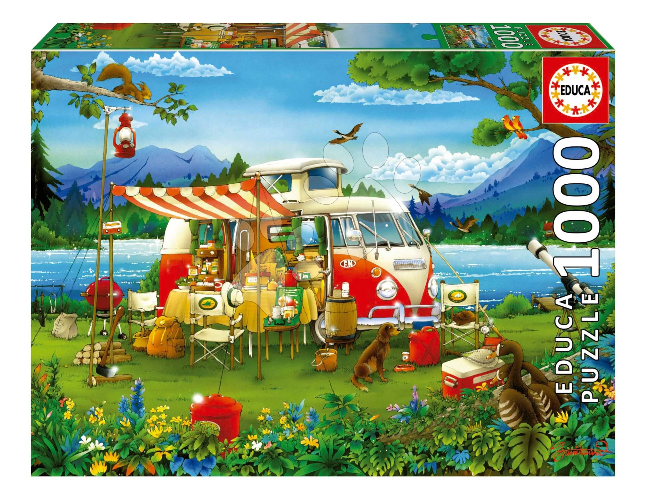 Puzzle Camping Holiday Educa 1000 darabos és Fix ragasztó 11 évtől EDU19922