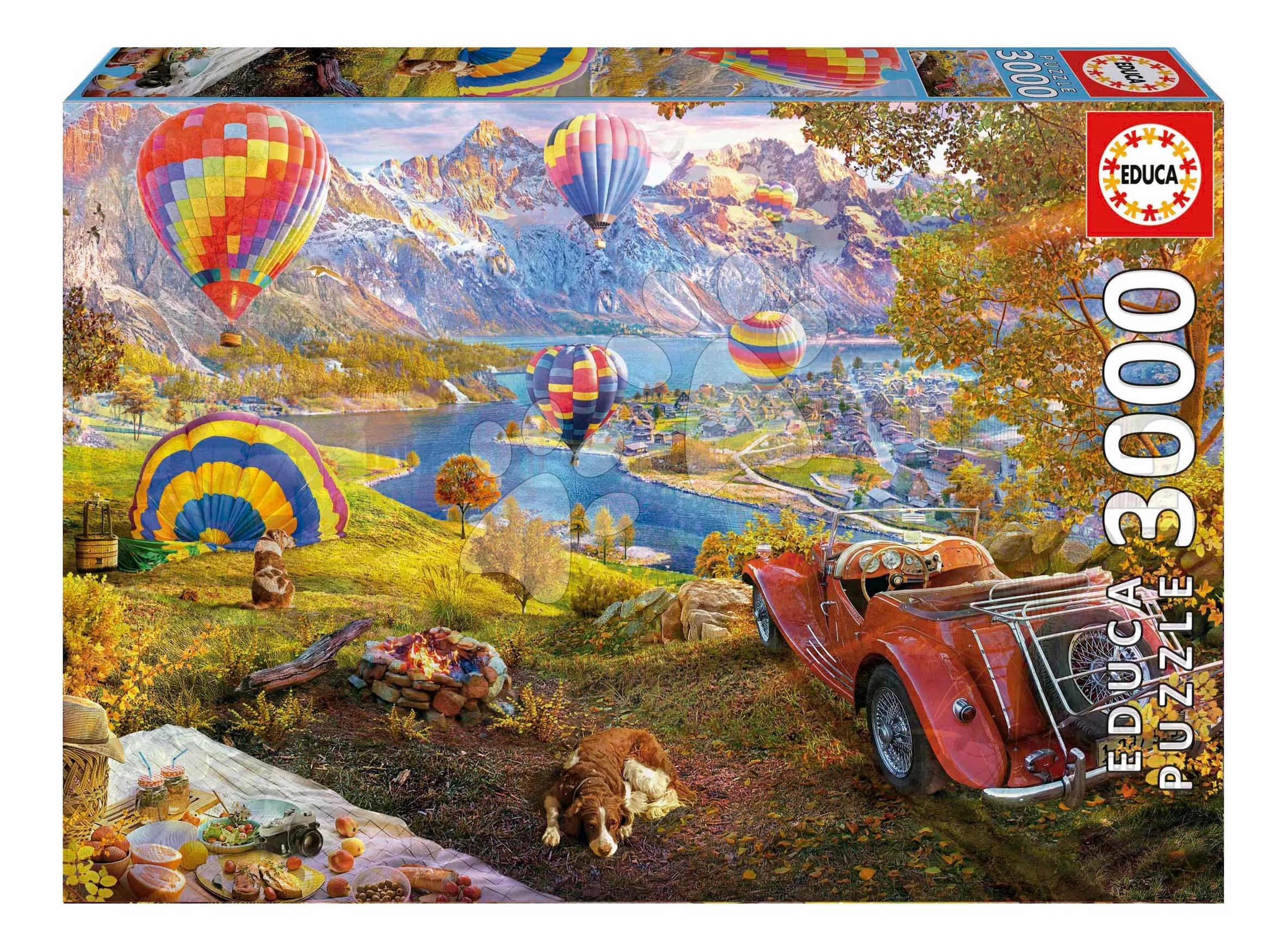 Puzzle Hot Air Balloon Valley Educa 3000 darabos és Fix ragasztó
