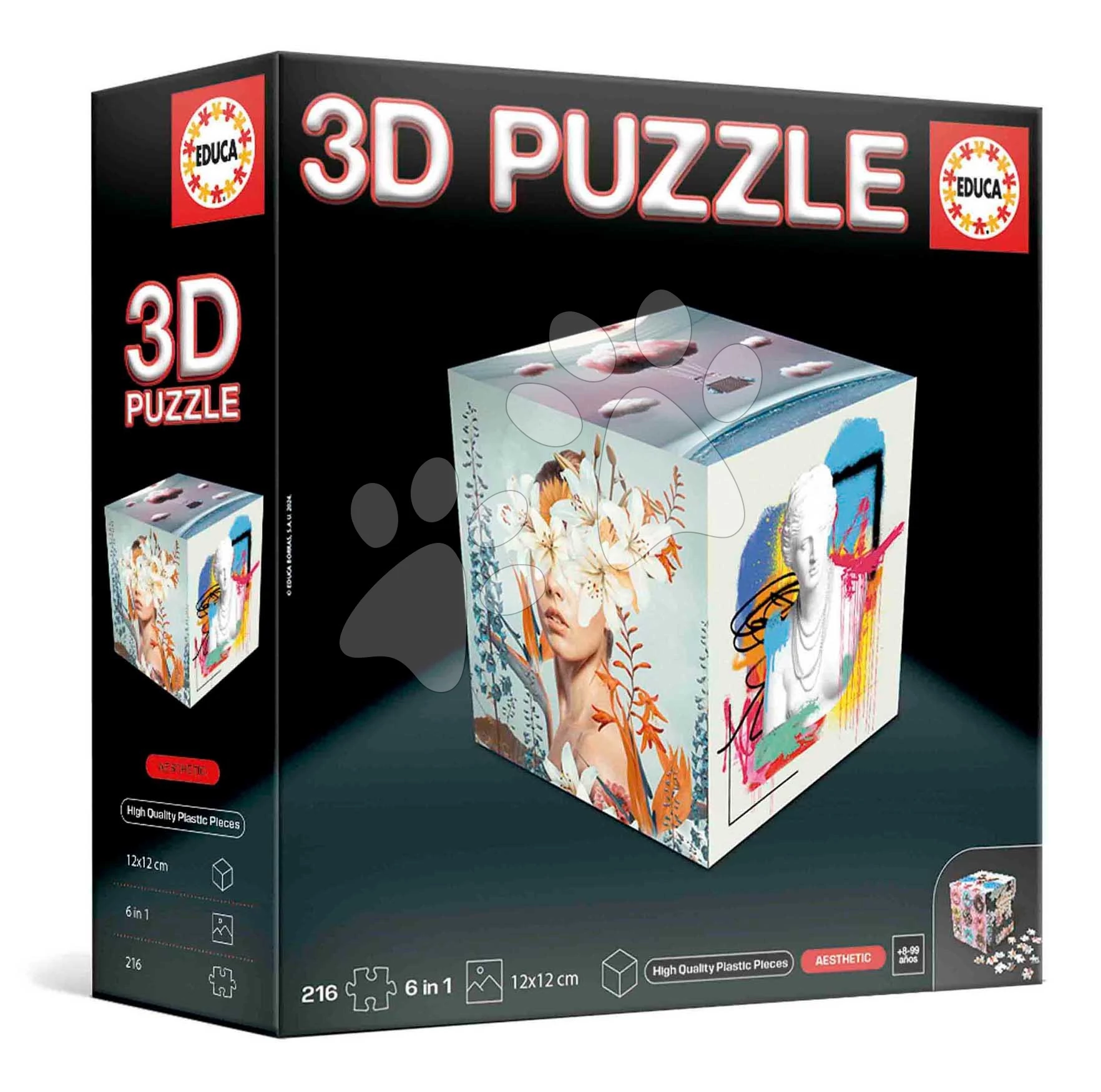 Puzzle állatkák 3D Cube Animals Educa 216 darabos 8 évtől EDU20125