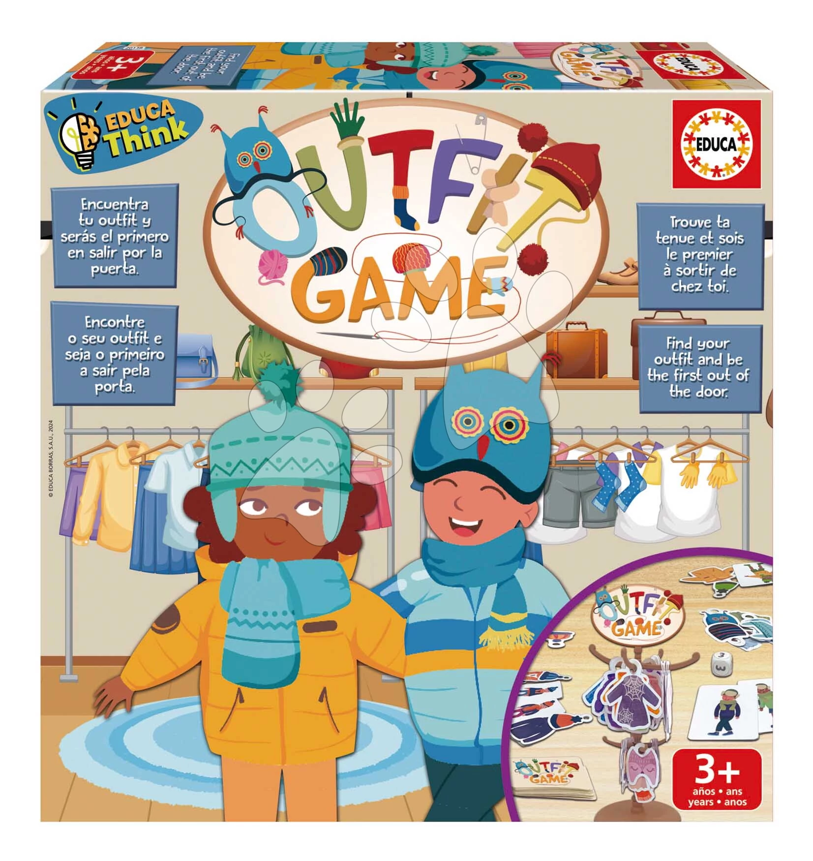 Társasjáték Ruházat Outfit Game Think Educa 2-4 játékosnak spanyol angol francia és portugál nyelveken 3 évtől EDU20138