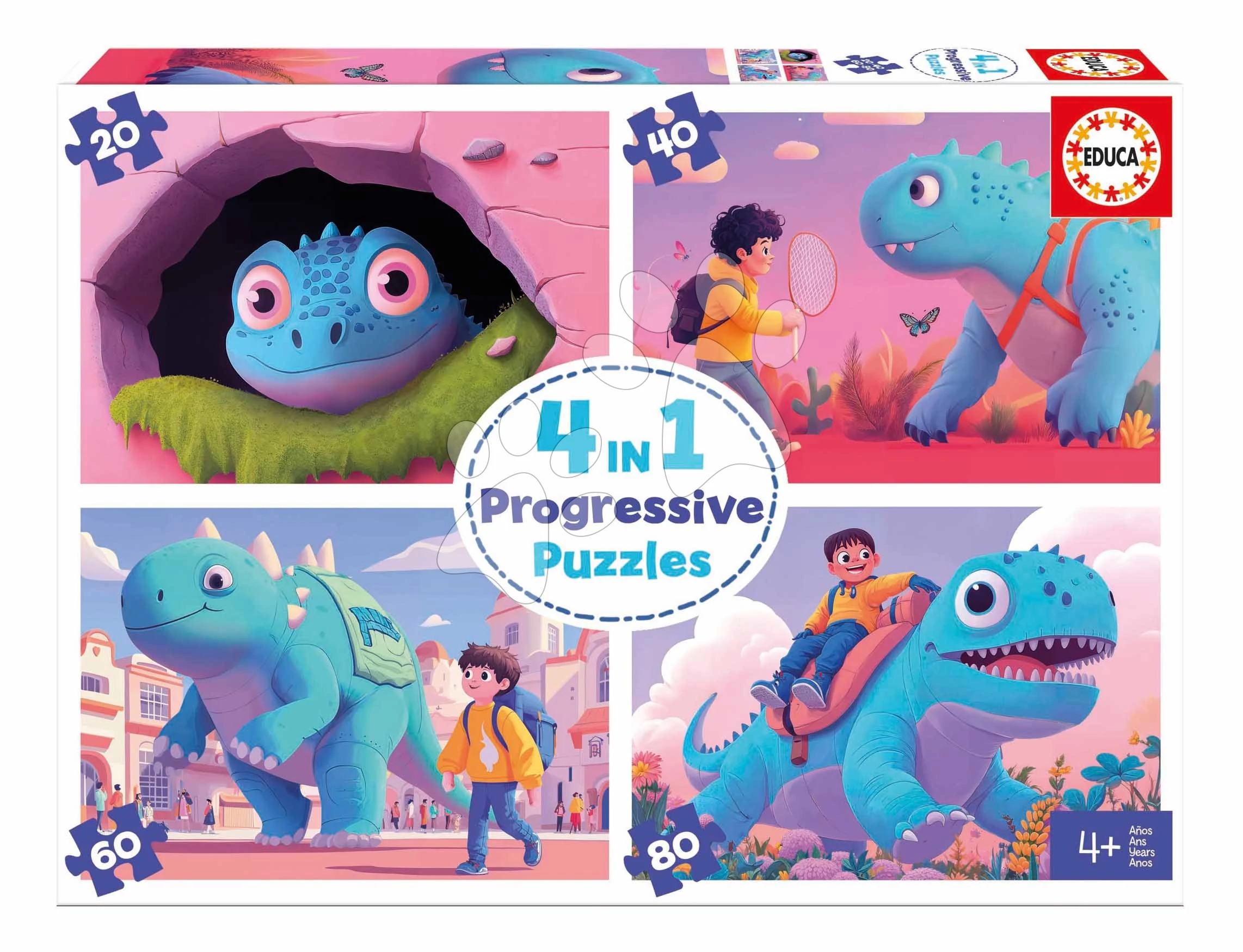 Puzzle Dinosauri Progresssive Educa progresívne 20-40-60-80 dielov od 4 rokov EDU20222