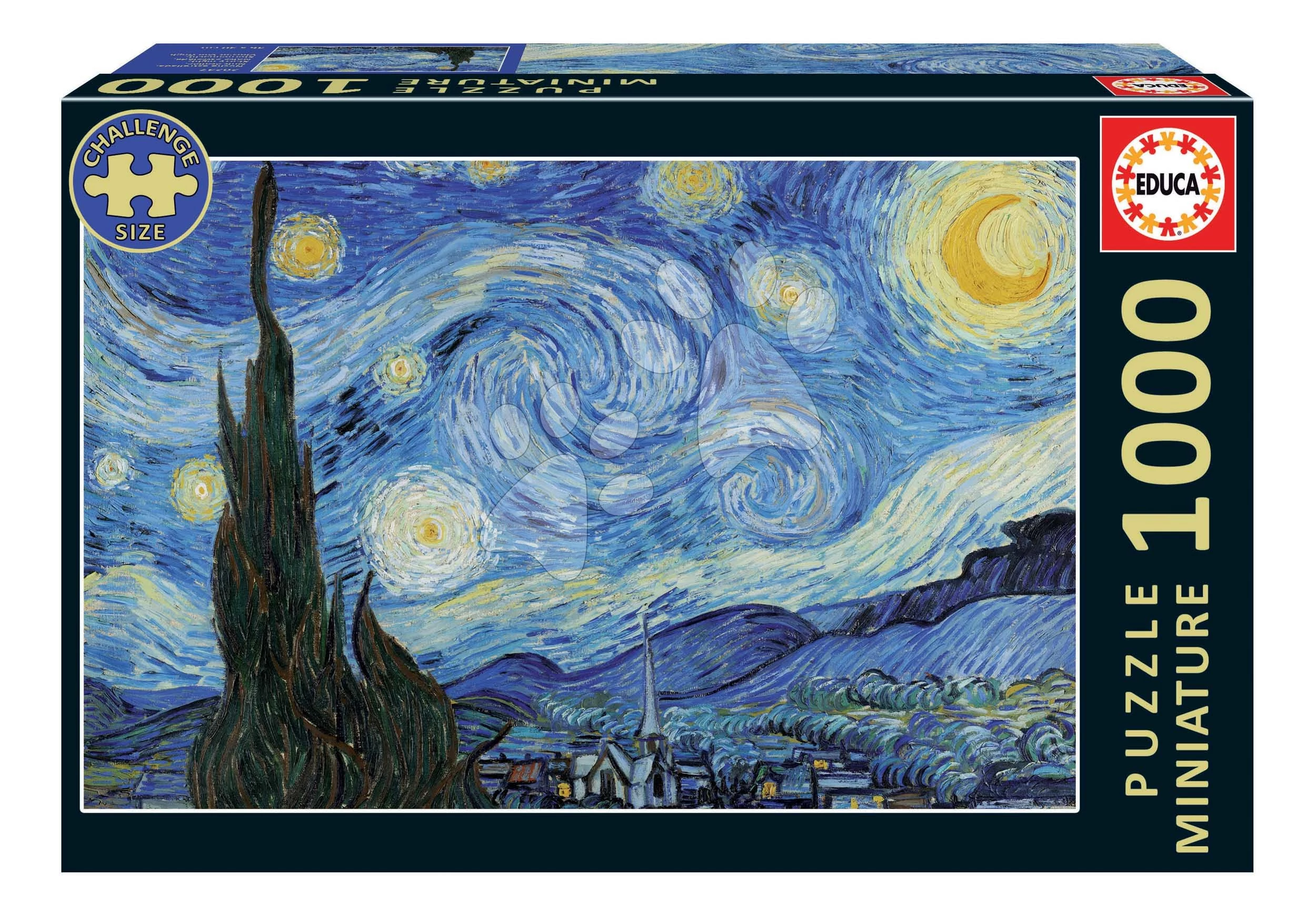 Puzzle Starry Night Miniature Educa miniatúrne 1000 dielov a Fix lepidlo od 11 rokov EDU20247