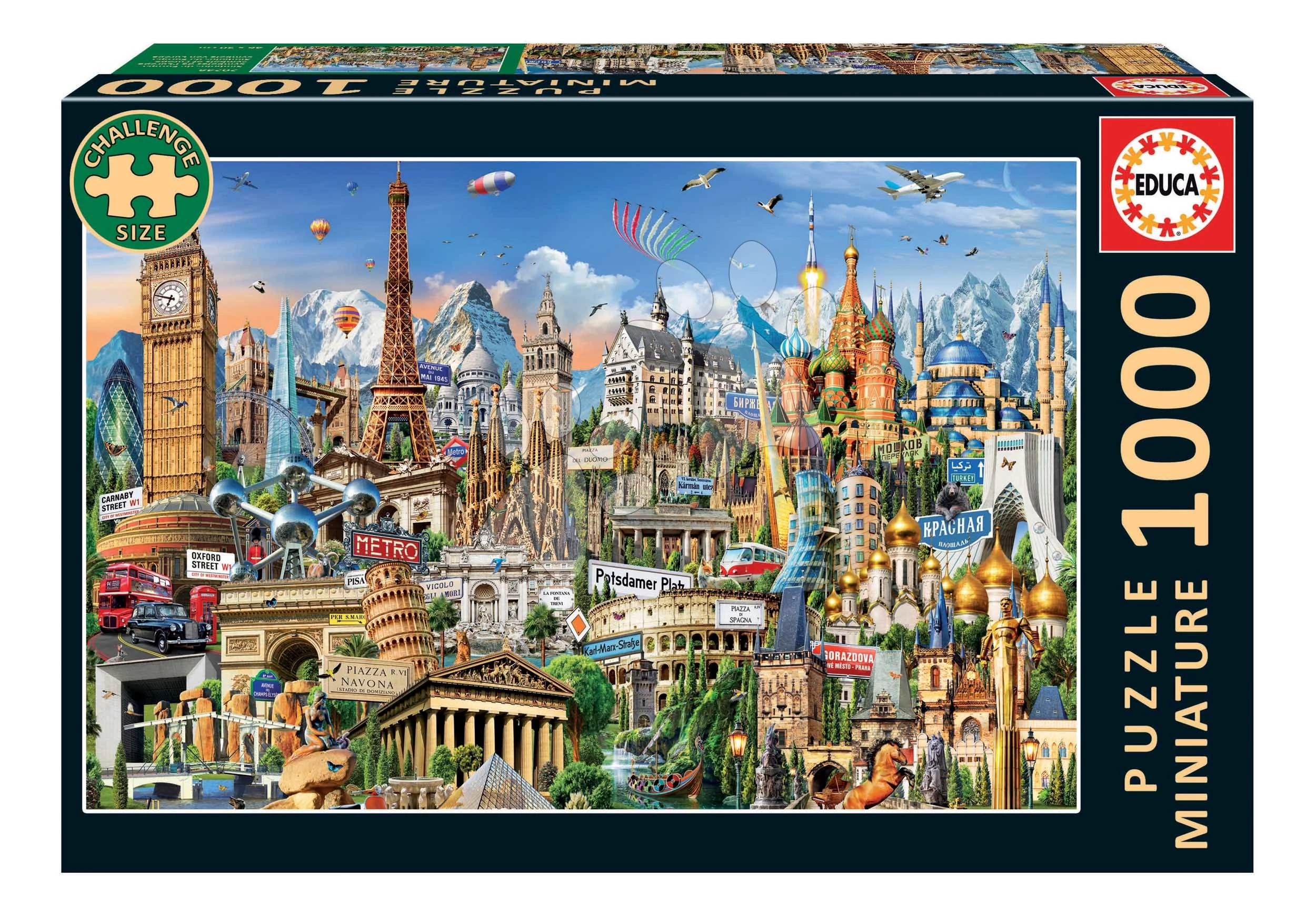 Puzzle Symbols of Europe Miniature Educa miniatúrne 1000 dielov a Fix lepidlo od 11 rokov EDU20248