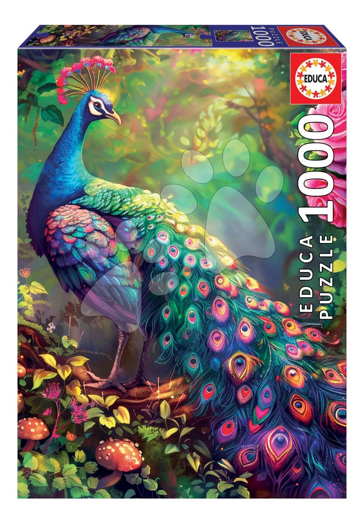 Puzzle Peacock Garden Educa 1000 dielov a Fix lepidlo od 11 rokov EDU20262