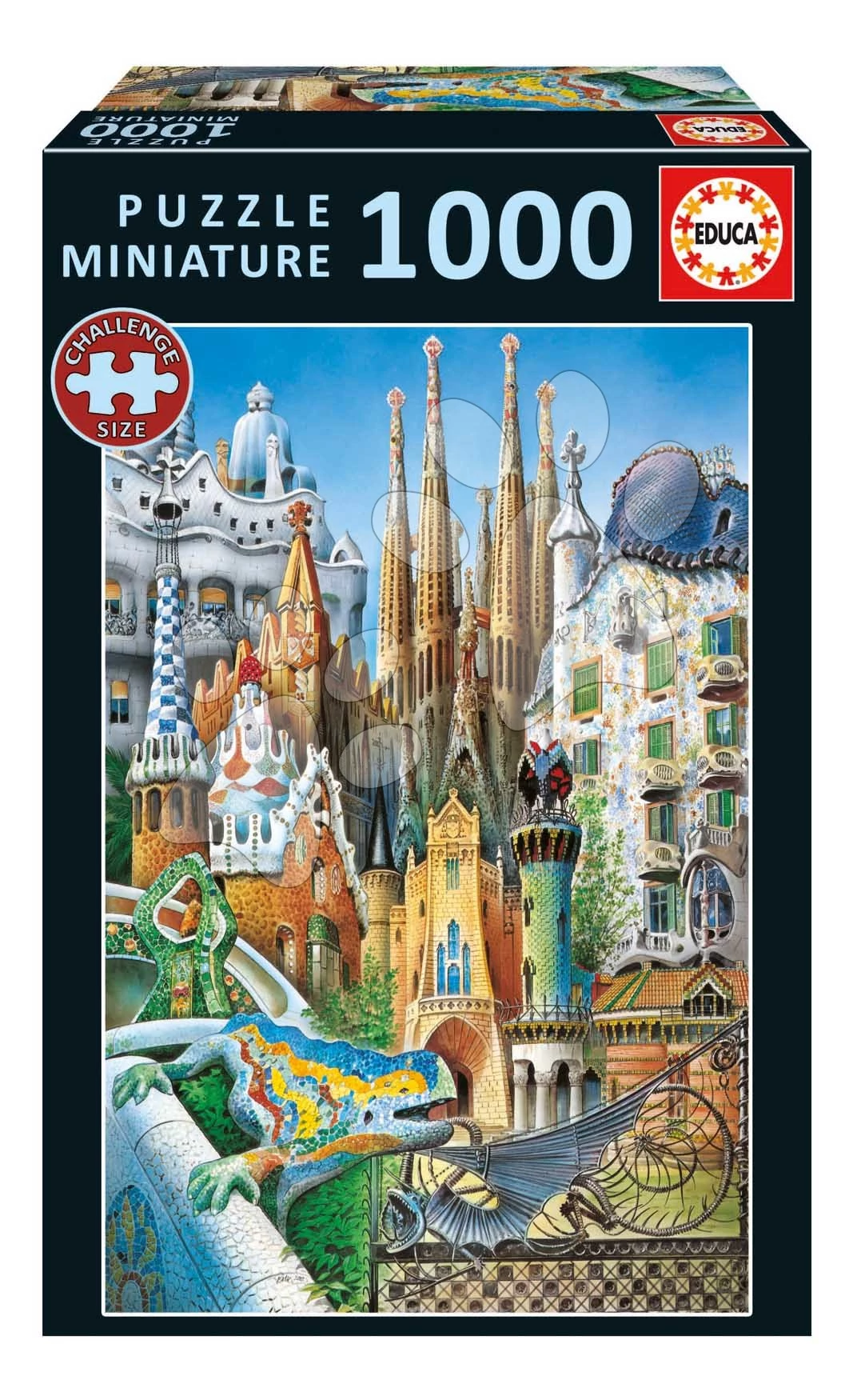Puzzle Collage Gaudi Miniature Educa miniatúrne 1000 dielov a Fix lepidlo od 11 rokov EDU20376