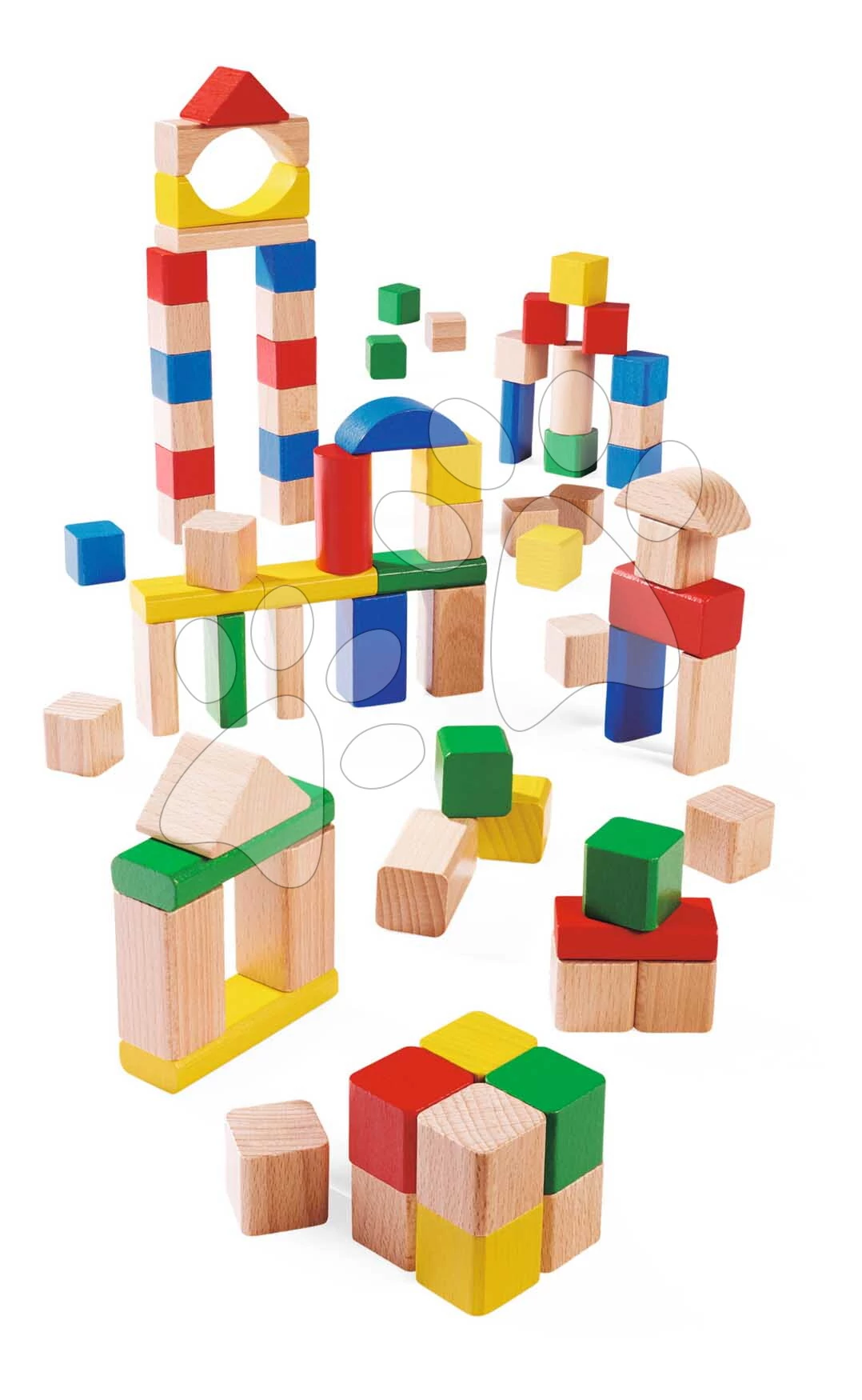 Fa kockák Wooden Blocks Coloured Eichhorn színes 75 db 25 mm méretekkel 12 hó-tól EH21254