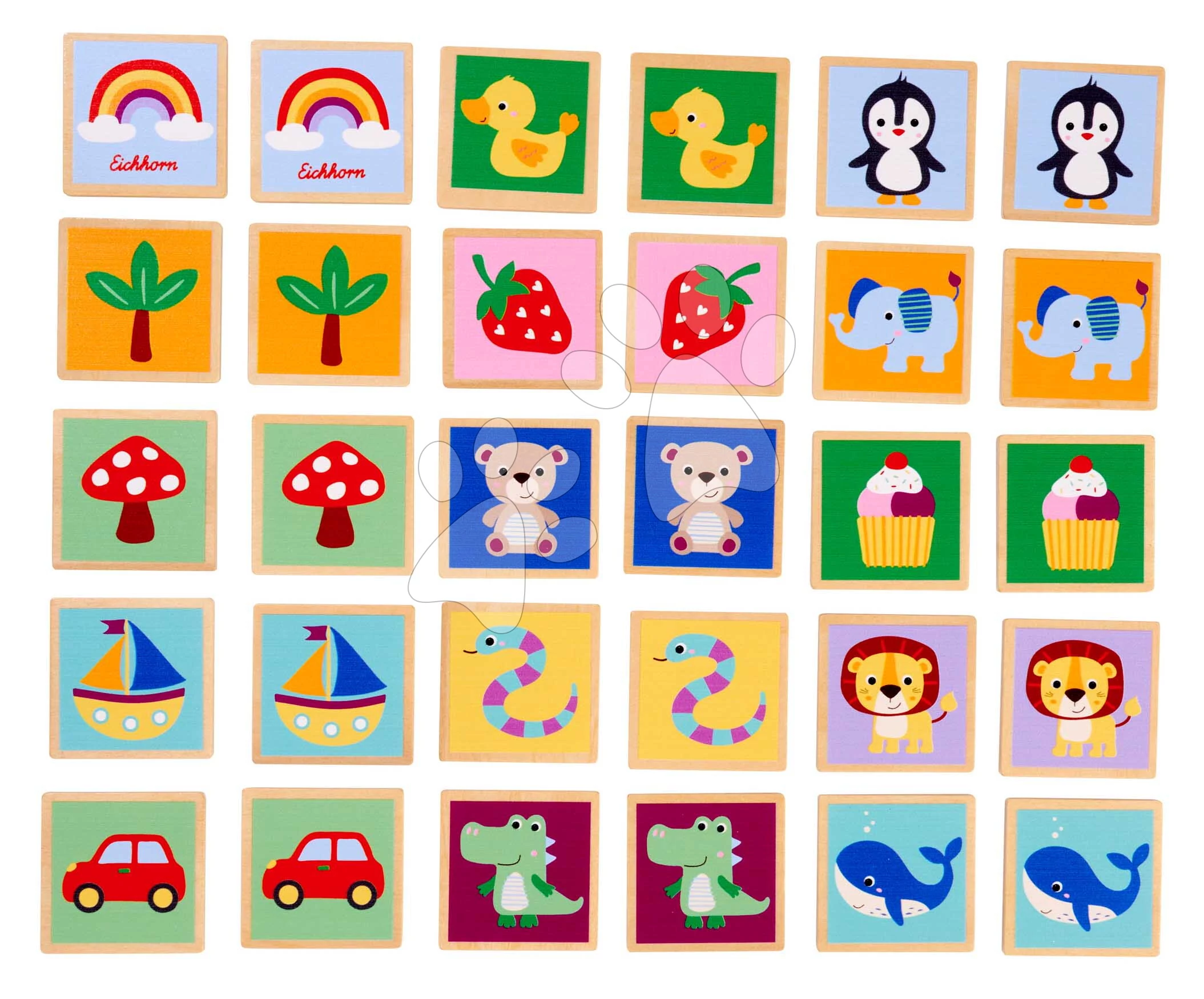 Fa pexeso Állatok és formák Remember Me Eichhorn 15 motívummal 30 részes 3 évtől EH2801